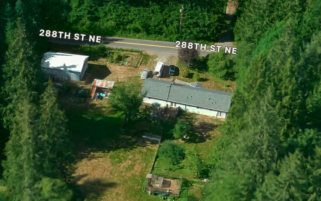 A satellite view of the property showing its position along the road labelled 288TH ST NE.