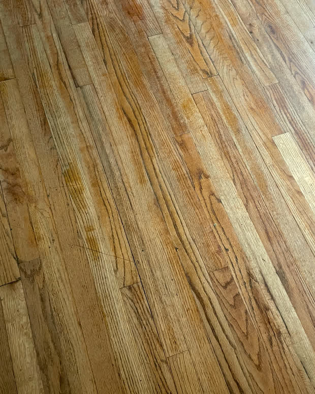 A close view of the hardwood flooring.